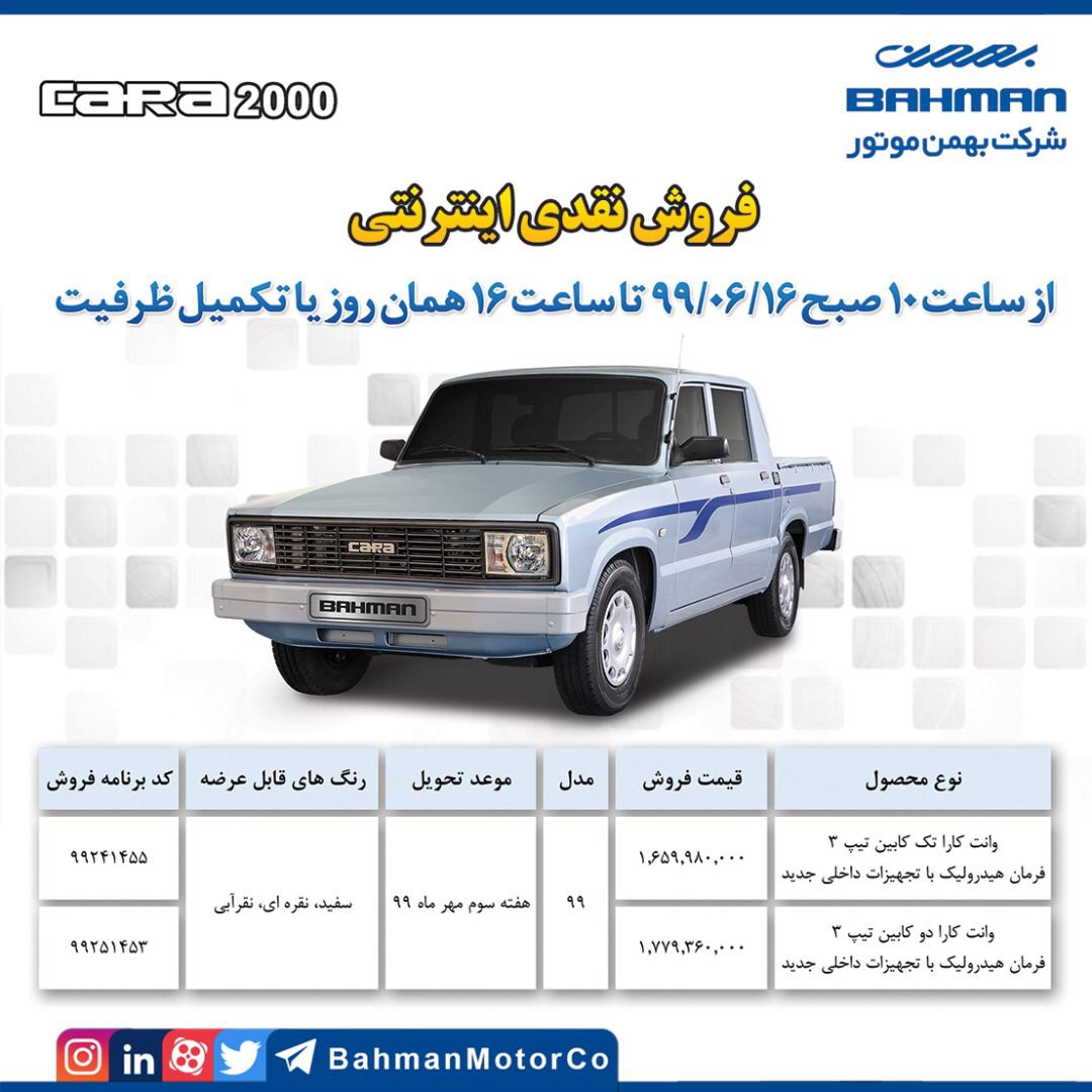 شرایط فروش نقدی واقساطی محصولات گروه بهمن اعلام شد